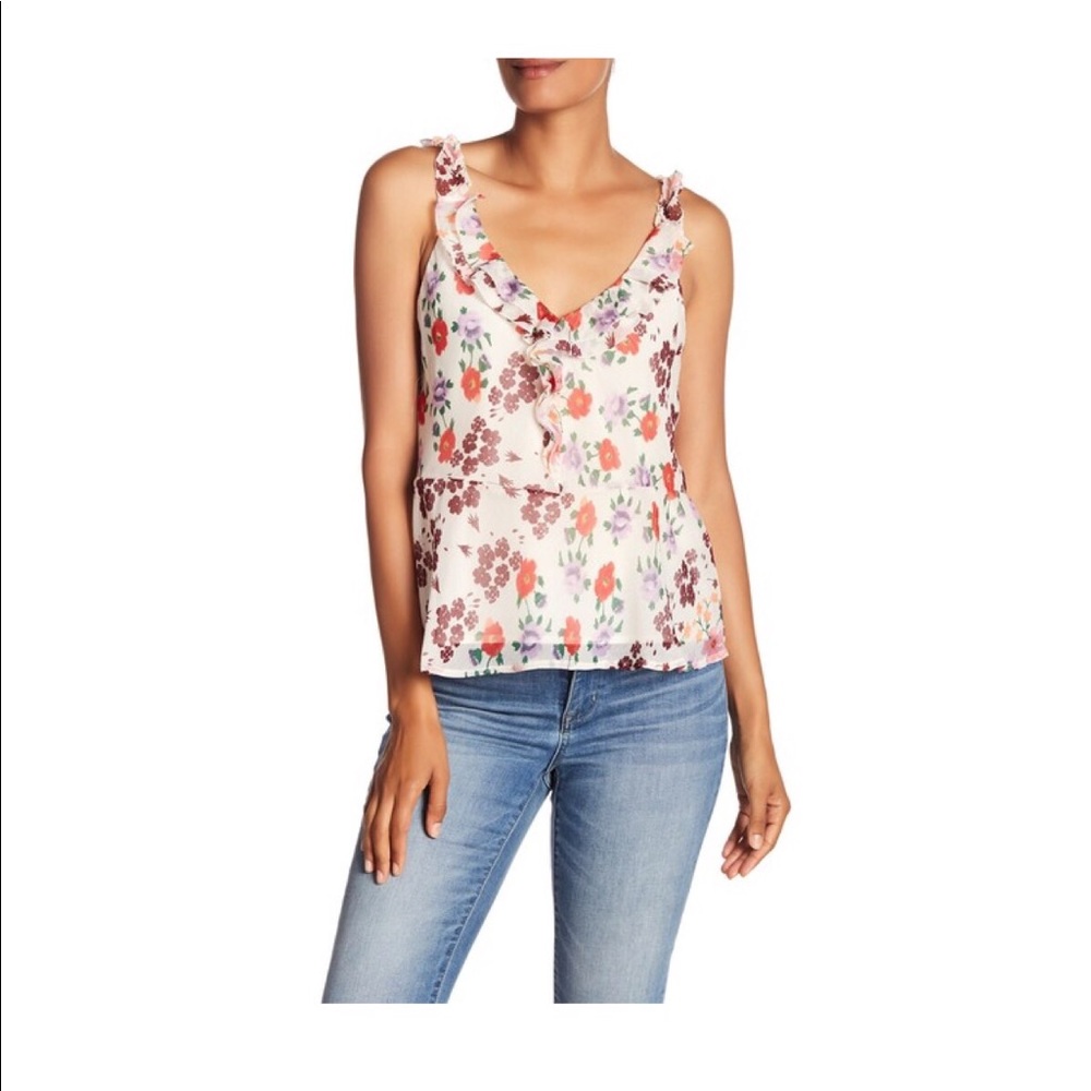 NWT Lucky Brand 🍀 Cascade Ruffle Floral Tank Top